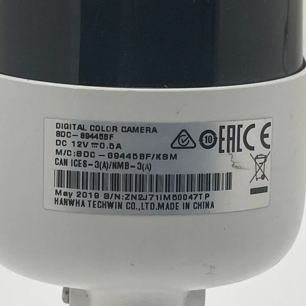 Wisenet SDC-89445BF Bullet White Camera Digital Color BNC DC 12V